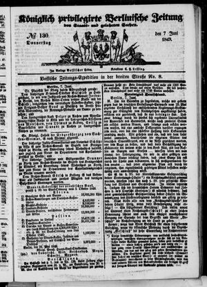 Königlich privilegirte Berlinische Zeitung von Staats- und gelehrten Sachen on Jun 7, 1849