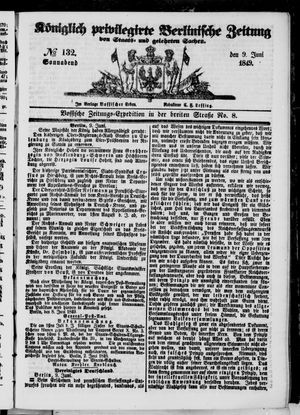 Königlich privilegirte Berlinische Zeitung von Staats- und gelehrten Sachen vom 09.06.1849