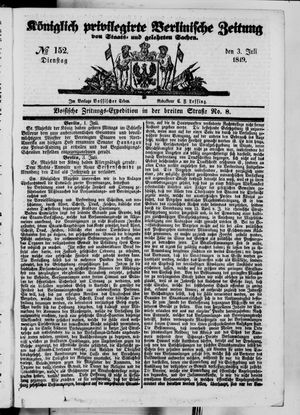Königlich privilegirte Berlinische Zeitung von Staats- und gelehrten Sachen vom 03.07.1849