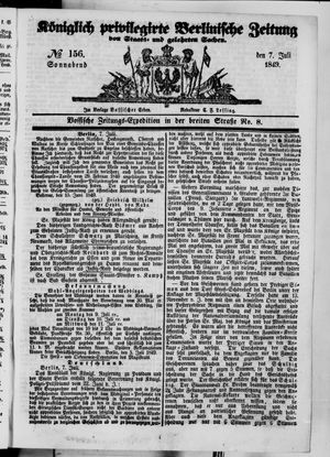 Königlich privilegirte Berlinische Zeitung von Staats- und gelehrten Sachen on Jul 7, 1849