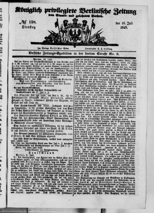 Königlich privilegirte Berlinische Zeitung von Staats- und gelehrten Sachen vom 10.07.1849