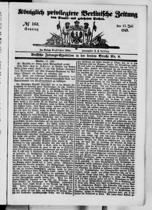 Königlich privilegirte Berlinische Zeitung von Staats- und gelehrten Sachen vom 15.07.1849