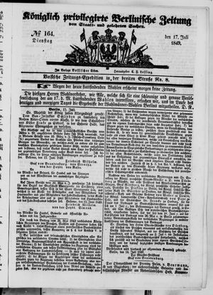 Königlich privilegirte Berlinische Zeitung von Staats- und gelehrten Sachen vom 17.07.1849
