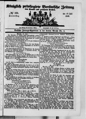 Königlich privilegirte Berlinische Zeitung von Staats- und gelehrten Sachen on Jul 19, 1849