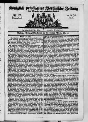 Königlich privilegirte Berlinische Zeitung von Staats- und gelehrten Sachen vom 21.07.1849
