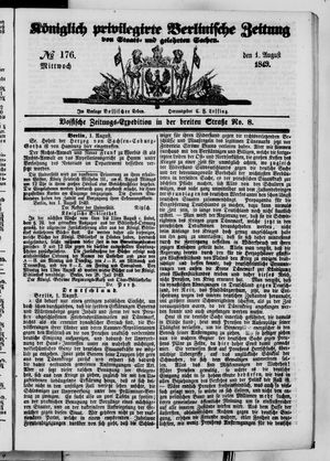Königlich privilegirte Berlinische Zeitung von Staats- und gelehrten Sachen vom 01.08.1849