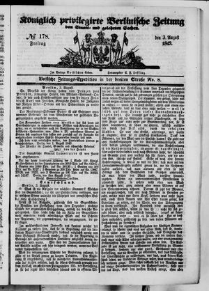 Königlich privilegirte Berlinische Zeitung von Staats- und gelehrten Sachen vom 03.08.1849