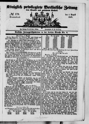 Königlich privilegirte Berlinische Zeitung von Staats- und gelehrten Sachen vom 04.08.1849