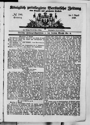 Königlich privilegirte Berlinische Zeitung von Staats- und gelehrten Sachen vom 05.08.1849