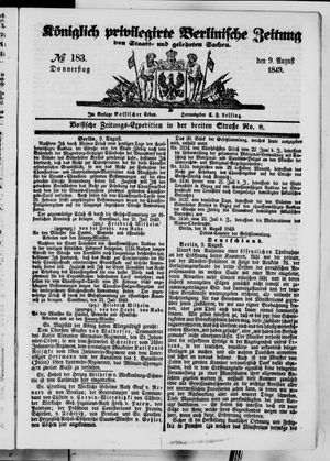 Königlich privilegirte Berlinische Zeitung von Staats- und gelehrten Sachen on Aug 9, 1849