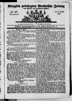 Königlich privilegirte Berlinische Zeitung von Staats- und gelehrten Sachen vom 25.08.1849