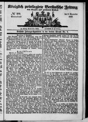 Königlich privilegirte Berlinische Zeitung von Staats- und gelehrten Sachen vom 08.09.1849