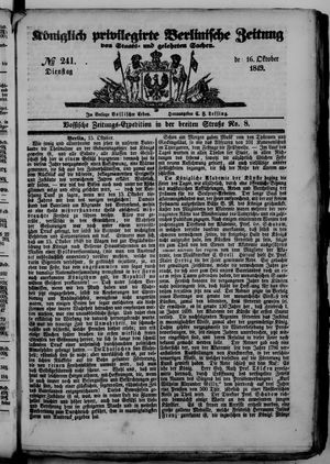 Königlich privilegirte Berlinische Zeitung von Staats- und gelehrten Sachen on Oct 16, 1849
