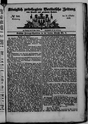 Königlich privilegirte Berlinische Zeitung von Staats- und gelehrten Sachen vom 21.10.1849