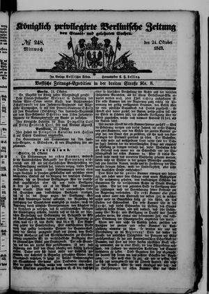 Königlich privilegirte Berlinische Zeitung von Staats- und gelehrten Sachen vom 24.10.1849