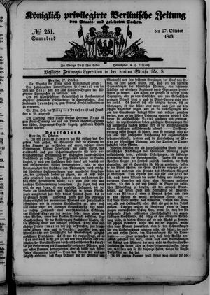 Königlich privilegirte Berlinische Zeitung von Staats- und gelehrten Sachen vom 27.10.1849