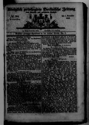 Königlich privilegirte Berlinische Zeitung von Staats- und gelehrten Sachen on Nov 1, 1849