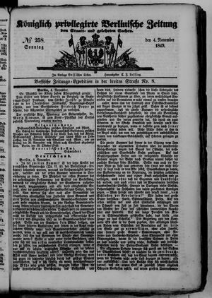 Königlich privilegirte Berlinische Zeitung von Staats- und gelehrten Sachen vom 04.11.1849