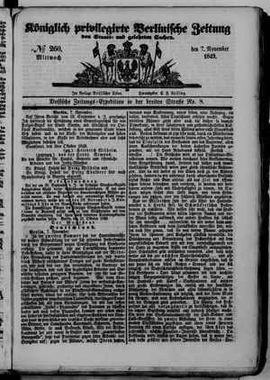 Königlich privilegirte Berlinische Zeitung von Staats- und gelehrten Sachen vom 07.11.1849