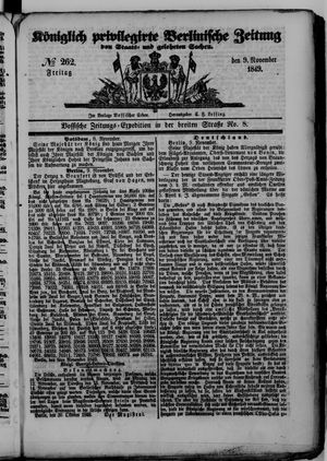 Königlich privilegirte Berlinische Zeitung von Staats- und gelehrten Sachen on Nov 9, 1849