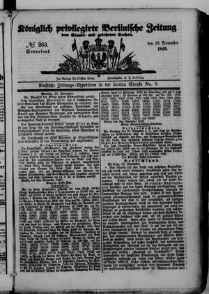 Königlich privilegirte Berlinische Zeitung von Staats- und gelehrten Sachen vom 10.11.1849