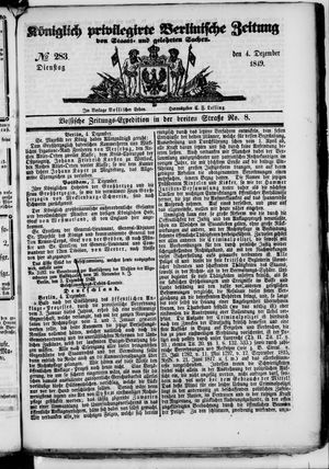 Königlich privilegirte Berlinische Zeitung von Staats- und gelehrten Sachen vom 04.12.1849