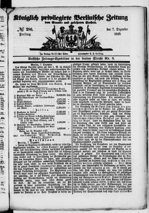 Königlich privilegirte Berlinische Zeitung von Staats- und gelehrten Sachen vom 07.12.1849