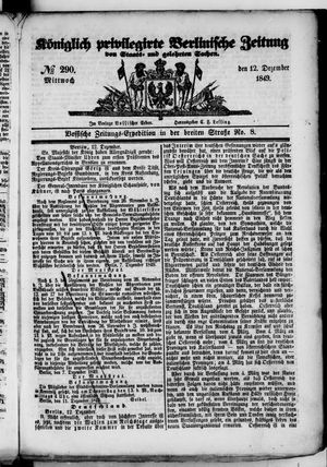Königlich privilegirte Berlinische Zeitung von Staats- und gelehrten Sachen on Dec 12, 1849
