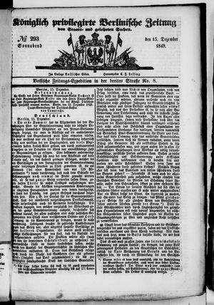 Königlich privilegirte Berlinische Zeitung von Staats- und gelehrten Sachen vom 15.12.1849