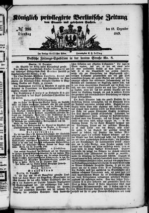 Königlich privilegirte Berlinische Zeitung von Staats- und gelehrten Sachen on Dec 18, 1849