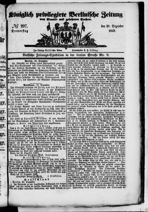 Königlich privilegirte Berlinische Zeitung von Staats- und gelehrten Sachen on Dec 20, 1849