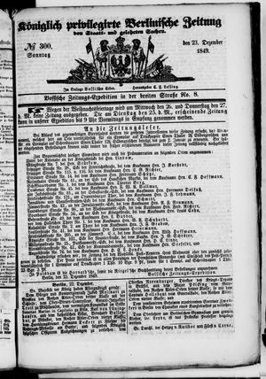 Königlich privilegirte Berlinische Zeitung von Staats- und gelehrten Sachen vom 23.12.1849