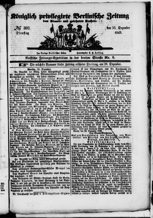 Königlich privilegirte Berlinische Zeitung von Staats- und gelehrten Sachen on Dec 25, 1849