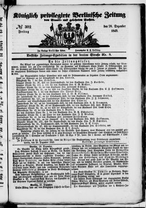 Königlich privilegirte Berlinische Zeitung von Staats- und gelehrten Sachen vom 28.12.1849