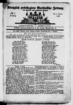 Königlich privilegirte Berlinische Zeitung von Staats- und gelehrten Sachen on Jan 1, 1850