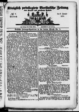 Königlich privilegirte Berlinische Zeitung von Staats- und gelehrten Sachen on Jan 9, 1850