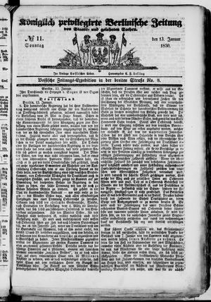 Königlich privilegirte Berlinische Zeitung von Staats- und gelehrten Sachen vom 13.01.1850