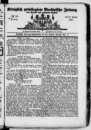 Königlich privilegirte Berlinische Zeitung von Staats- und gelehrten Sachen vom 18.01.1850