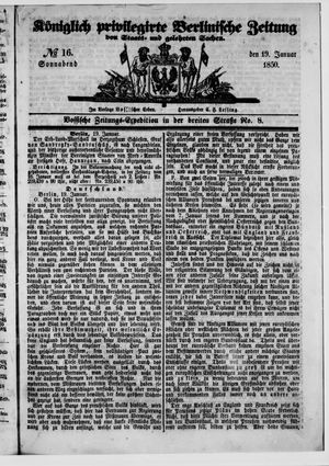 Königlich privilegirte Berlinische Zeitung von Staats- und gelehrten Sachen on Jan 19, 1850