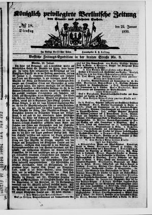 Königlich privilegirte Berlinische Zeitung von Staats- und gelehrten Sachen vom 22.01.1850
