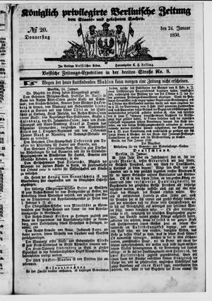 Königlich privilegirte Berlinische Zeitung von Staats- und gelehrten Sachen on Jan 24, 1850