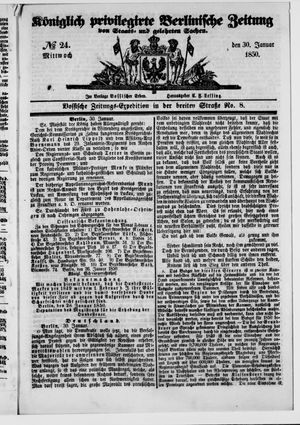 Königlich privilegirte Berlinische Zeitung von Staats- und gelehrten Sachen vom 30.01.1850