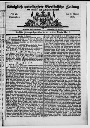 Königlich privilegirte Berlinische Zeitung von Staats- und gelehrten Sachen vom 31.01.1850