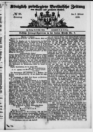 Königlich privilegirte Berlinische Zeitung von Staats- und gelehrten Sachen on Feb 3, 1850