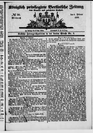 Königlich privilegirte Berlinische Zeitung von Staats- und gelehrten Sachen vom 06.02.1850