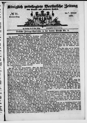 Königlich privilegirte Berlinische Zeitung von Staats- und gelehrten Sachen vom 07.02.1850
