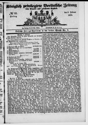 Königlich privilegirte Berlinische Zeitung von Staats- und gelehrten Sachen vom 08.02.1850
