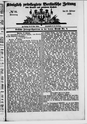 Königlich privilegirte Berlinische Zeitung von Staats- und gelehrten Sachen on Feb 10, 1850