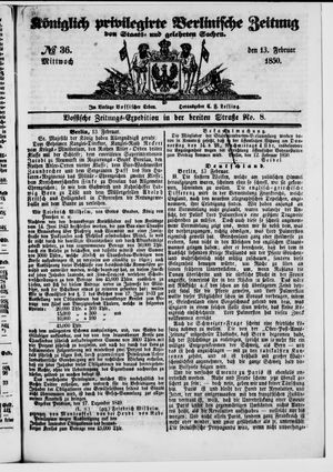 Königlich privilegirte Berlinische Zeitung von Staats- und gelehrten Sachen vom 13.02.1850
