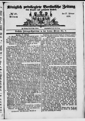 Königlich privilegirte Berlinische Zeitung von Staats- und gelehrten Sachen on Feb 27, 1850